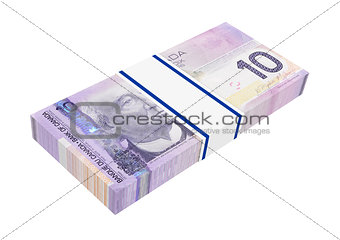 Canadian money isolated on white background.