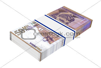 Colombian money isolated on white background.