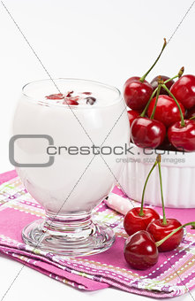 Yogurt and sweet cherry
