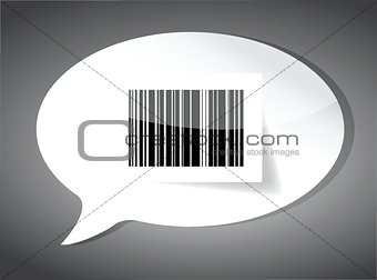 Barcode label inside a speech bubble