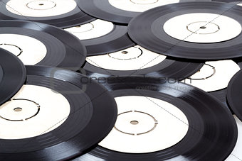 group of black vinyl records 