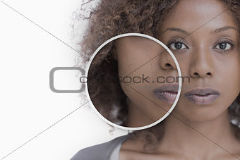 Close up of cheek of an attractive woman