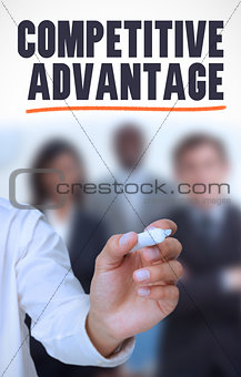 Businessman underlining the word competitive advantage