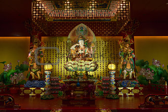 Buddha in Tooth Relic Temple in China Town, Singapore 