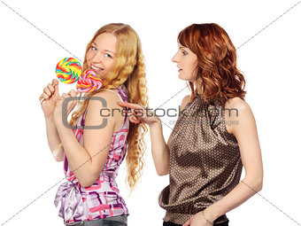 Two Women with Lollipop