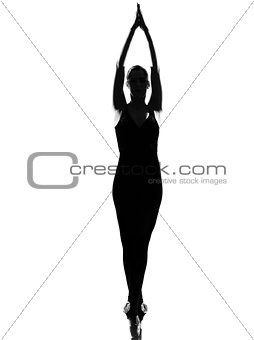 woman ballet dancer standing pose tiptoe