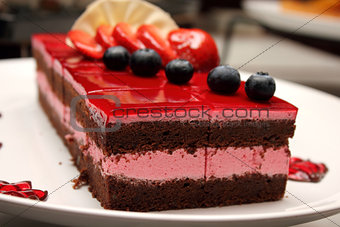 chocolate strawberry cake with jelly strawberry