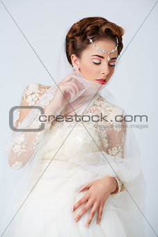 Bride in white wedding dress