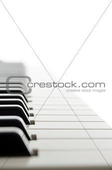 Side view of piano keyboard