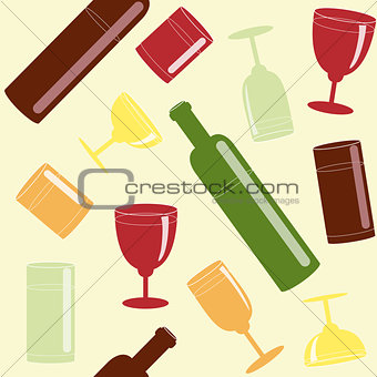Bright seamless pattern with drinks