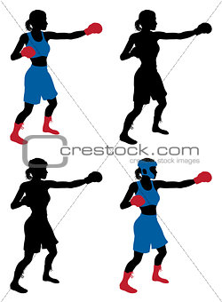 Female boxer boxing