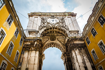 Rue Augusta Arch on Commerce Square in  Lisboa, Portugal