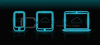 Vector neon blue technology icons 