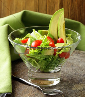 salad with avocado and cherry tomatoes
