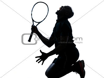 man tennis player kneeling screaming