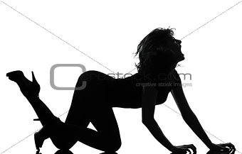 silhouette woman crouching roar