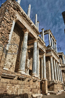 Side view with statues of the Roman Theatre