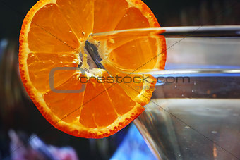 Glass with a plate orange