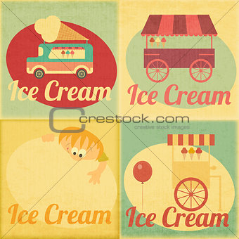 Set of Ice Cream Retro Labels