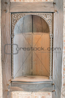 Old Wood Carved Exterior Wall Niche