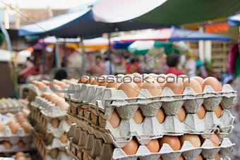 Chicken Eggs Vendor at Southeast Asia Wet Market