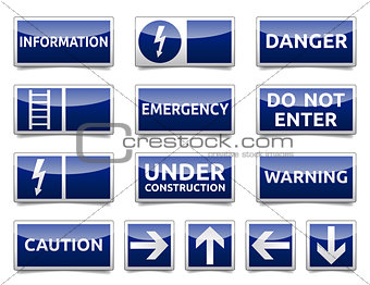 Danger blue sign mini set