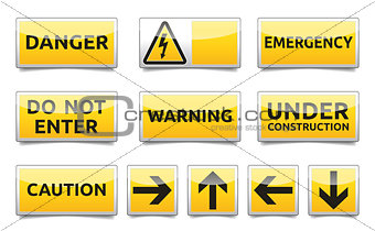 Danger yellow sign mini set