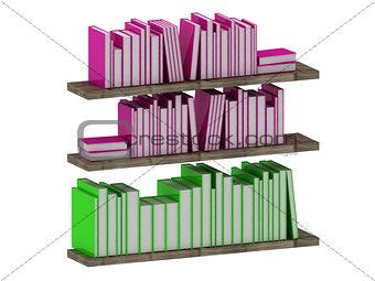 Many intelligent books on wooden shelves