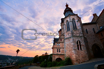 castle in Marburg at sunset