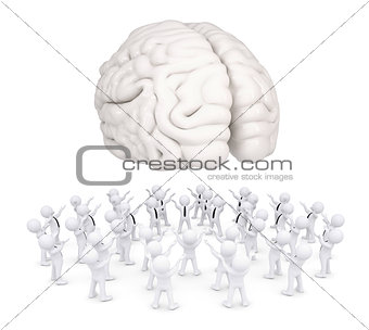 Group of white people worshiping brain