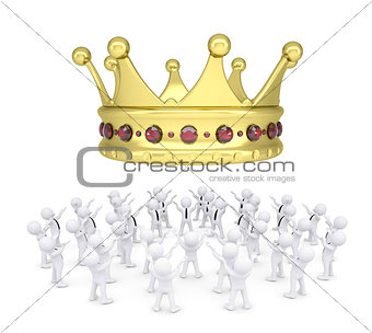 Group of white people worshiping crown