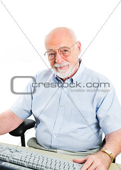 Senior Man Using Desktop Computer
