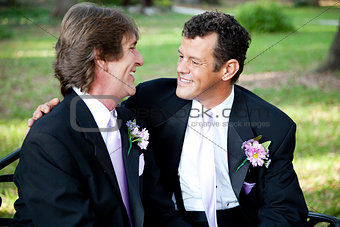Two Gay Grooms on Wedding Day