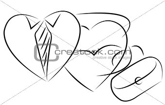 mr. and mrs. heart, icon vector