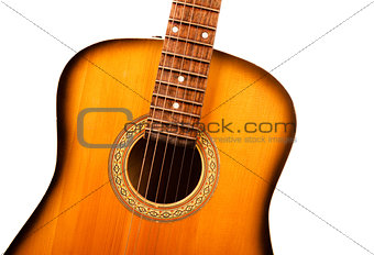 acoustic guitar central part closeup