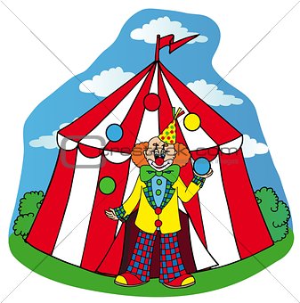 Circus tent with clown