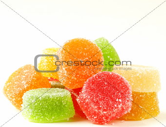 colorful jujube (gelatin candy) on a white background