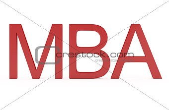 Red Word MBA - Master Of Business Administration isolated on whi