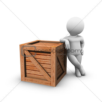 Standing at a wooden Crate