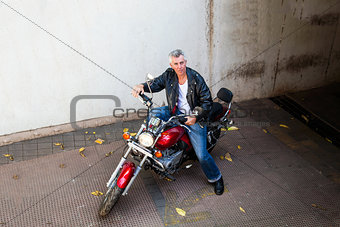 Elevated POV Motorcycle cruiser Rider