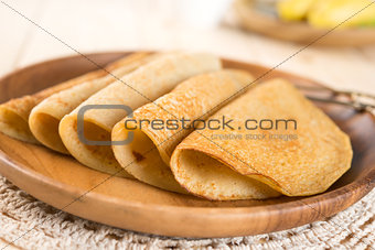 homemade banana pancake or crepe 