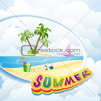 Summer beach with palm trees