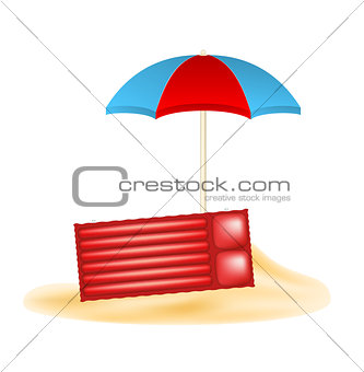 Beach umbrella and air mattress