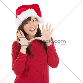 Happy Christmas woman say hello 