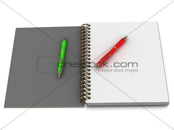 Notebook with spiral and two pen