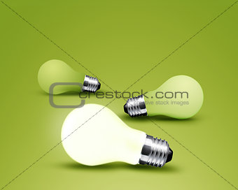 one glowing Light bulb