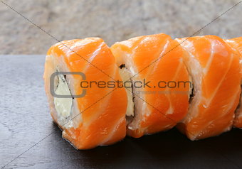 Philadelphia rolls with salmon -  traditional Japanese food