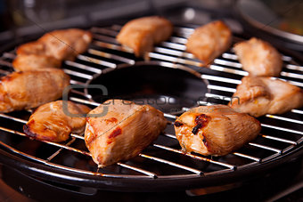Grilled chicken on gas grill 