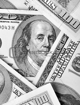 Hundred-dollar bills close-up