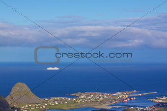 Ocean liner on norwegian coast